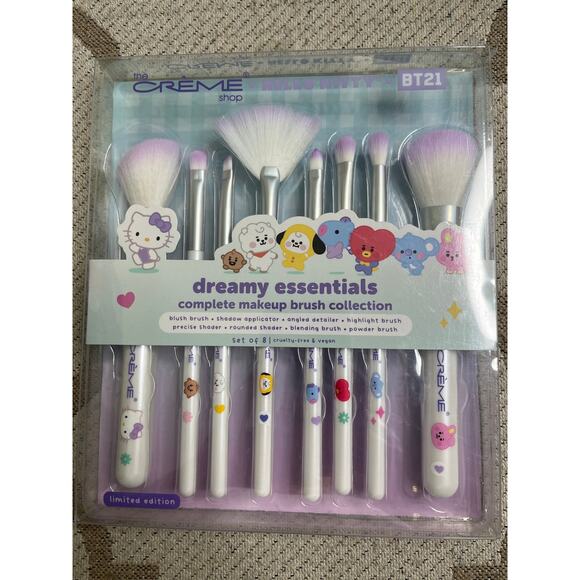 The crème shop Hello Kitty BT21 complete makeup brush collection, set of 8, NIB - Picture 1 of 9